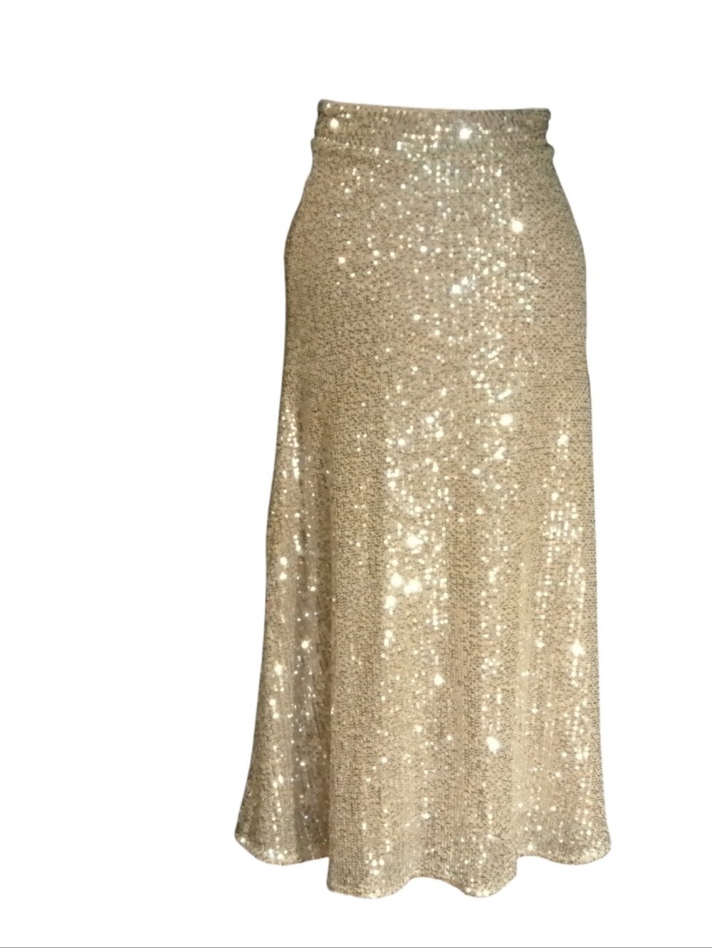 DEX Gold Sequin Maxi Skirt XS – Sparkly Evening Party Skirt Glam Holiday Formal